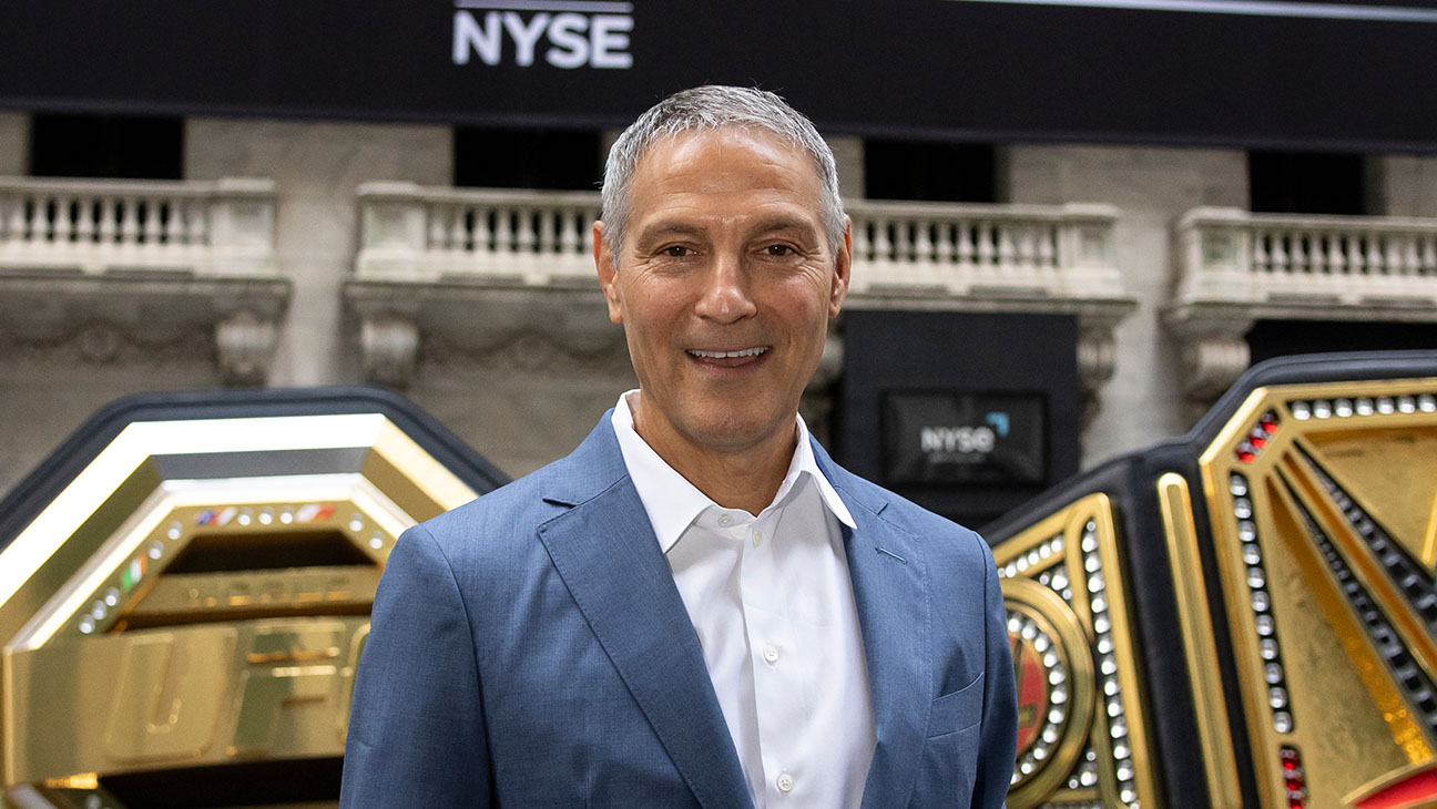 Ariel Emanuel, CEO for TKO and Endeavor, poses outside the New York Stock Exchange during the TKO Group Holdings' listing on September 12, 2023 in New York City.